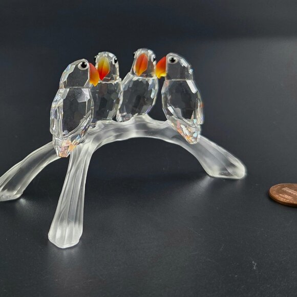 Vintage Swarovski “Feathered Beauties” Baby Lovebirds Figurine — No Box - Picture 4 of 11